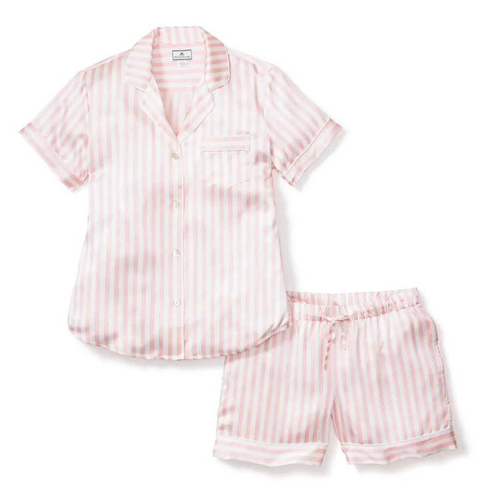 Mulberry Silk Pink Stripe Short Set - Picture 2 of 4